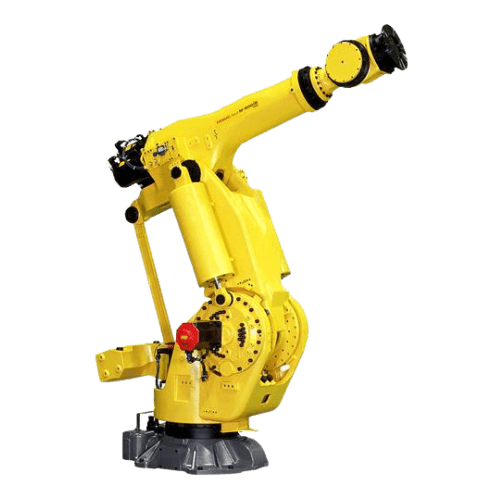 Yellow FANUC robotics arm.
