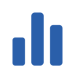 Three blue bars depicting analytics.